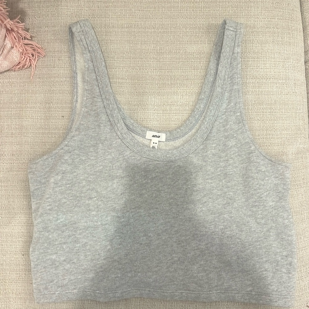 Aerie Gray Cropped Tank, Size M